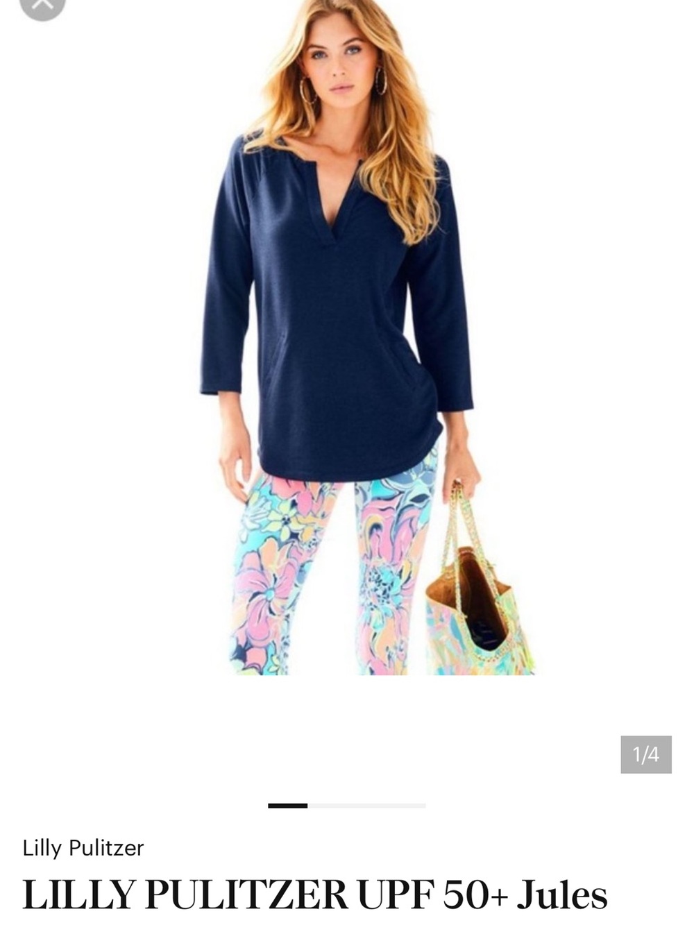 Lilly Pulitzer Navy Jules Split-Neck Tunic
